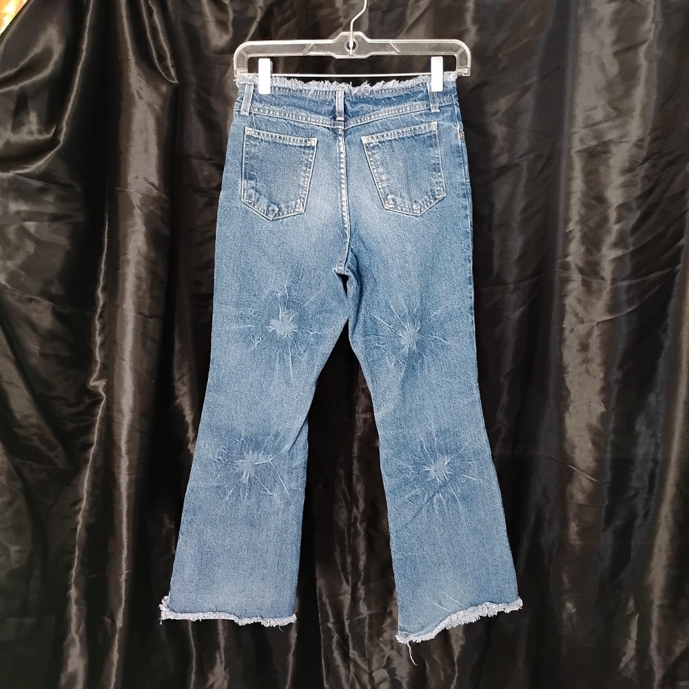 XHILIRATION Distressed Bleached Raw Hem Denim Blue Jeans - Picture 4 of 5